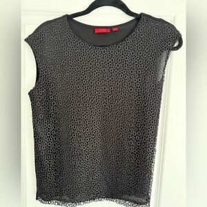 HUGO by Hugo Boss laser-cut / circle-lace overlay blouse Women’s small